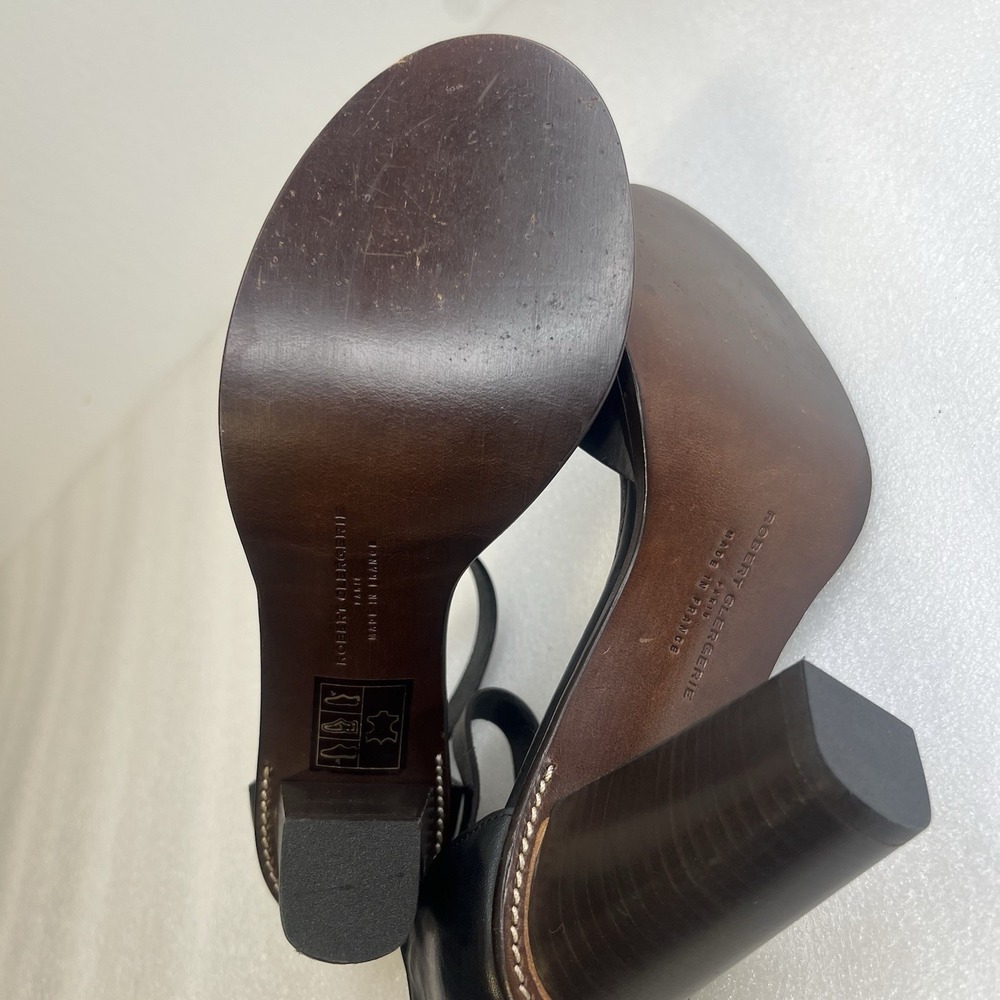 Robert Clergerie black leather high heel sandals France Sz 7 - Picture 8 of 10